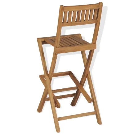 Tabourets pliables de bar d'extérieur 2 pcs Bois de teck solide 2