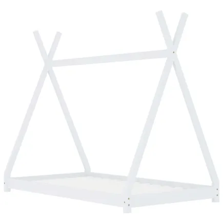 Lit d'enfant Blanc Bois de pin massif 80x160 cm 2