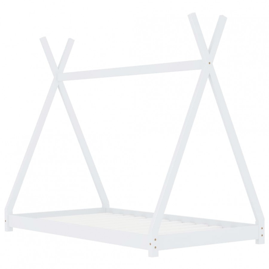 Lit d'enfant Blanc Bois de pin massif 80x160 cm