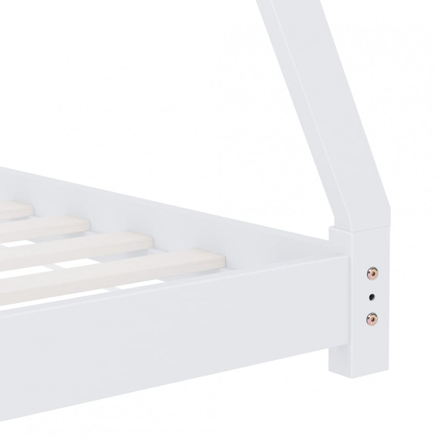 Lit d'enfant Blanc Bois de pin massif 80x160 cm