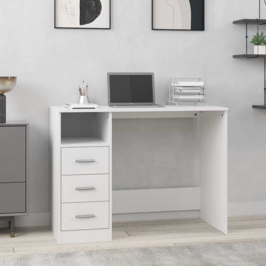 Bureau avec tiroirs Blanc 102x50x76 cm 