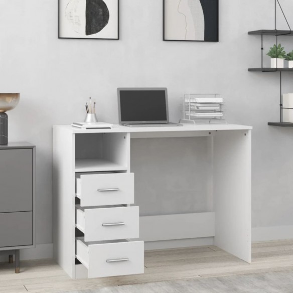 Bureau avec tiroirs Blanc 102x50x76 cm 