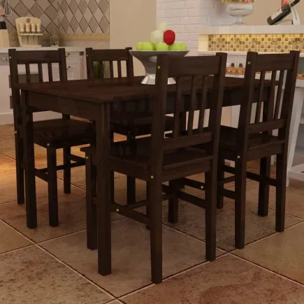 Table de salle à manger avec 4 chaises Marron