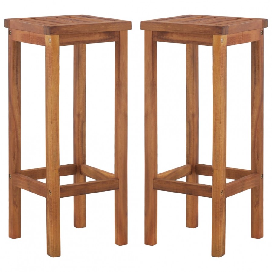 Tabourets de bar lot de 2 bois d'acacia massif