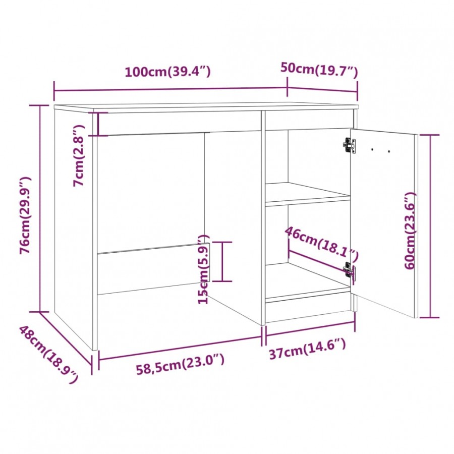 Bureau Sonoma gris 100x50x76 cm 