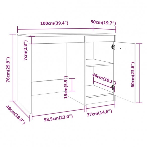 Bureau Sonoma gris 100x50x76 cm 
