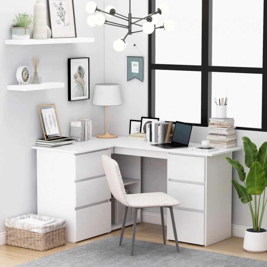 Bureau d'angle Blanc 145x100x76 cm 