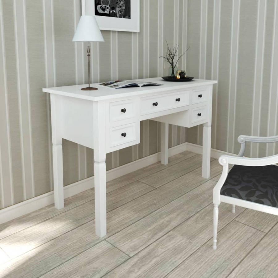 Bureau blanc à 5 tiroirs