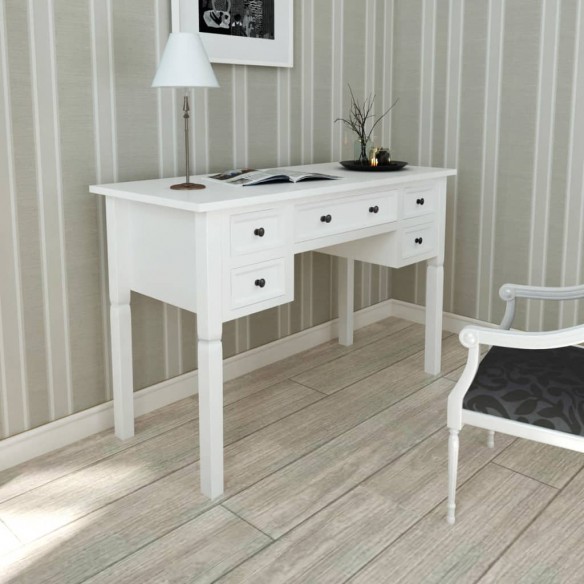 Bureau blanc à 5 tiroirs