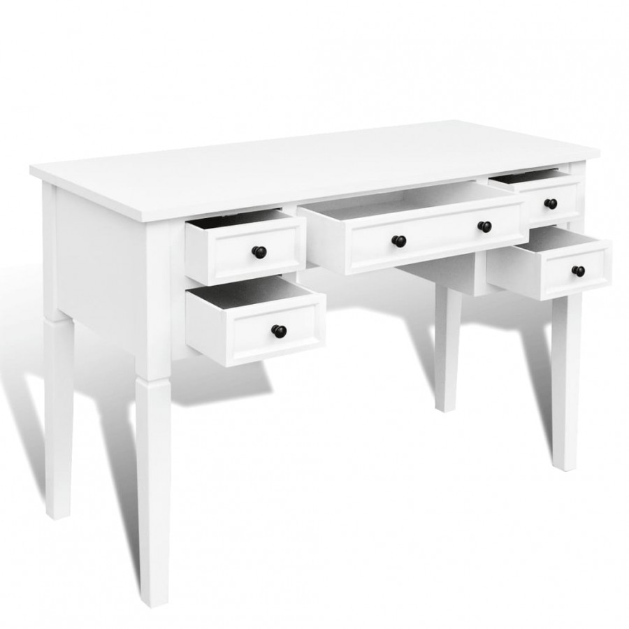 Bureau blanc à 5 tiroirs