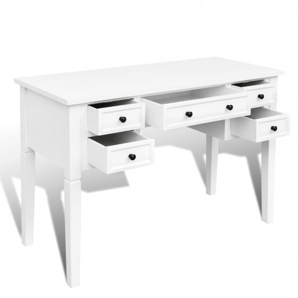 Bureau blanc à 5 tiroirs
