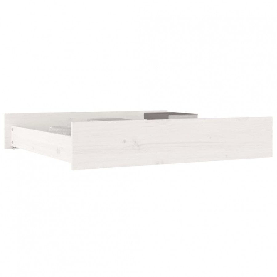 Tiroirs de lit 2 pcs blanc Bois de pin massif