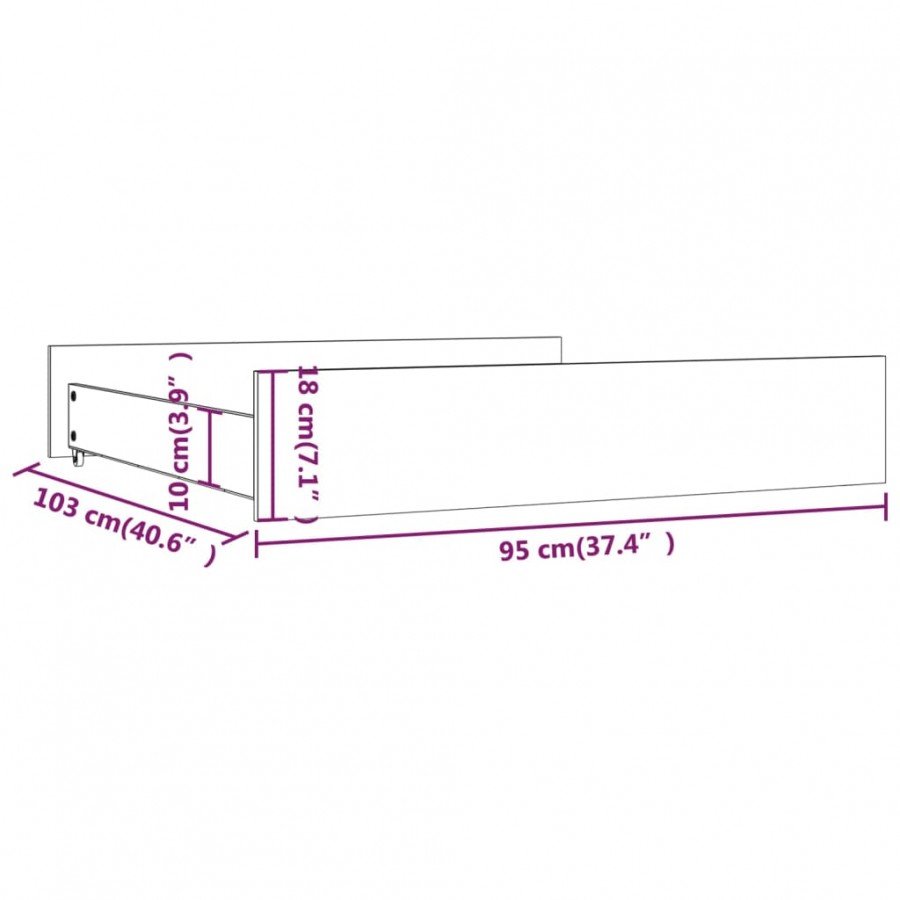 Tiroirs de lit 2 pcs blanc Bois de pin massif