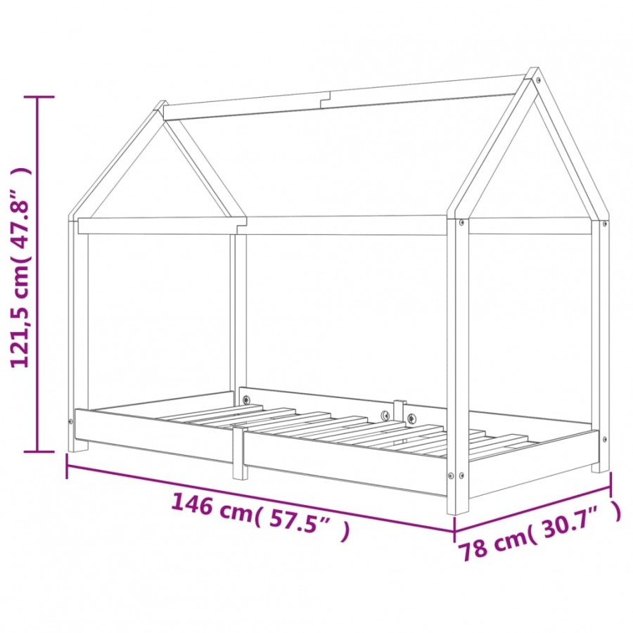 Lit d'enfant Bois de pin massif 70x140 cm