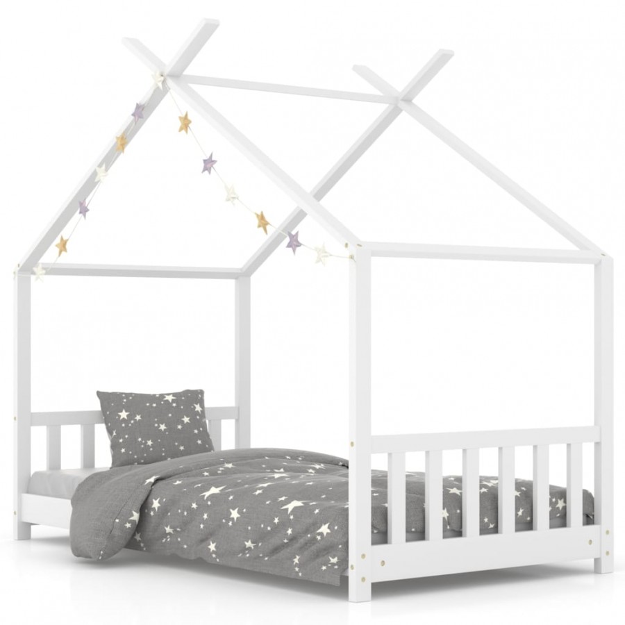Lit d'enfant Blanc Bois de pin massif 70x140 cm