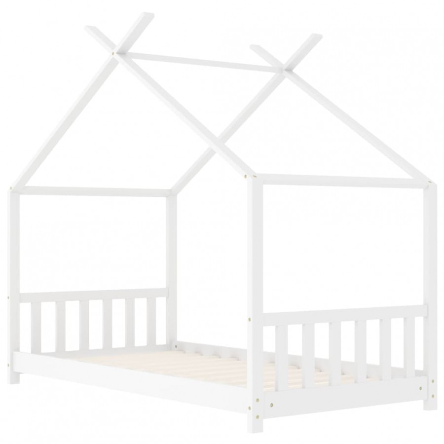 Lit d'enfant Blanc Bois de pin massif 70x140 cm