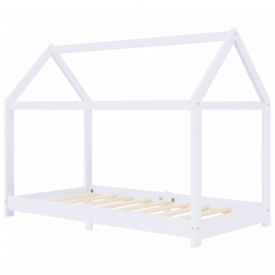 Lit d'enfant Blanc Bois de pin massif 80x160 cm