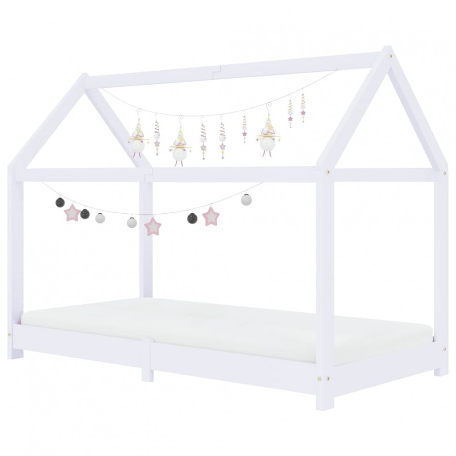 Lit d'enfant Blanc Bois de pin massif 80x160 cm