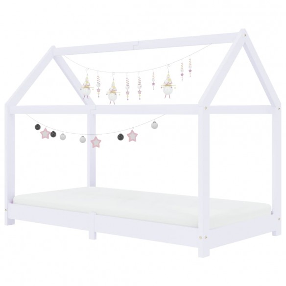 Lit d'enfant Blanc Bois de pin massif 80x160 cm
