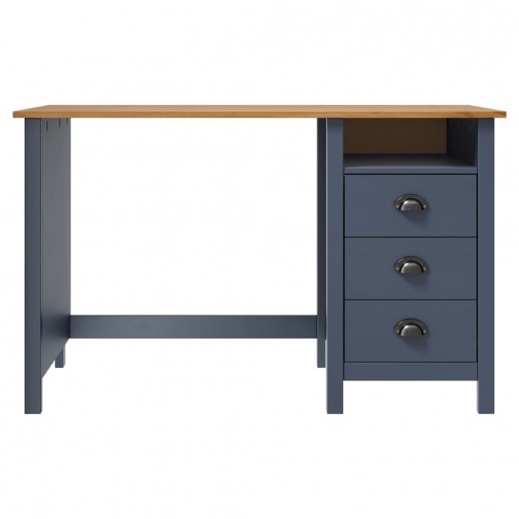Bureau Hill avec 3 tiroirs Gris 120x50x74 cm Pin solide