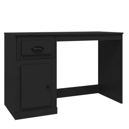 Bureau avec tiroir noir 115x50x75 cm bois d'ingénierie 2