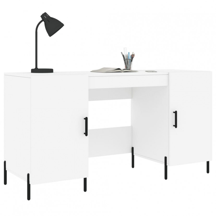 Bureau blanc 140x50x75 cm bois d'ingénierie