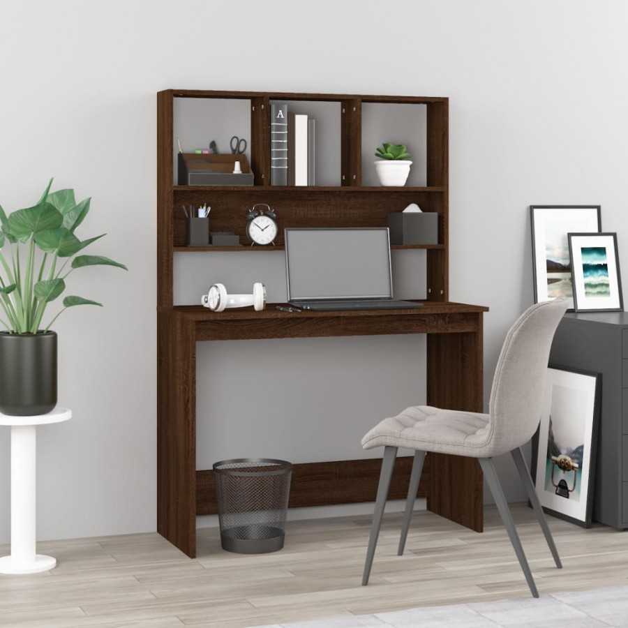 Bureau et étagères Chêne marron 102x45x148 cm 