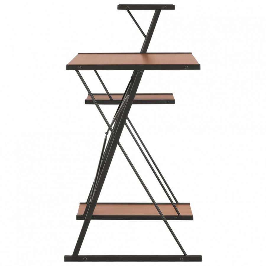 Bureau avec étagère Noir et marron 116x50x93 cm