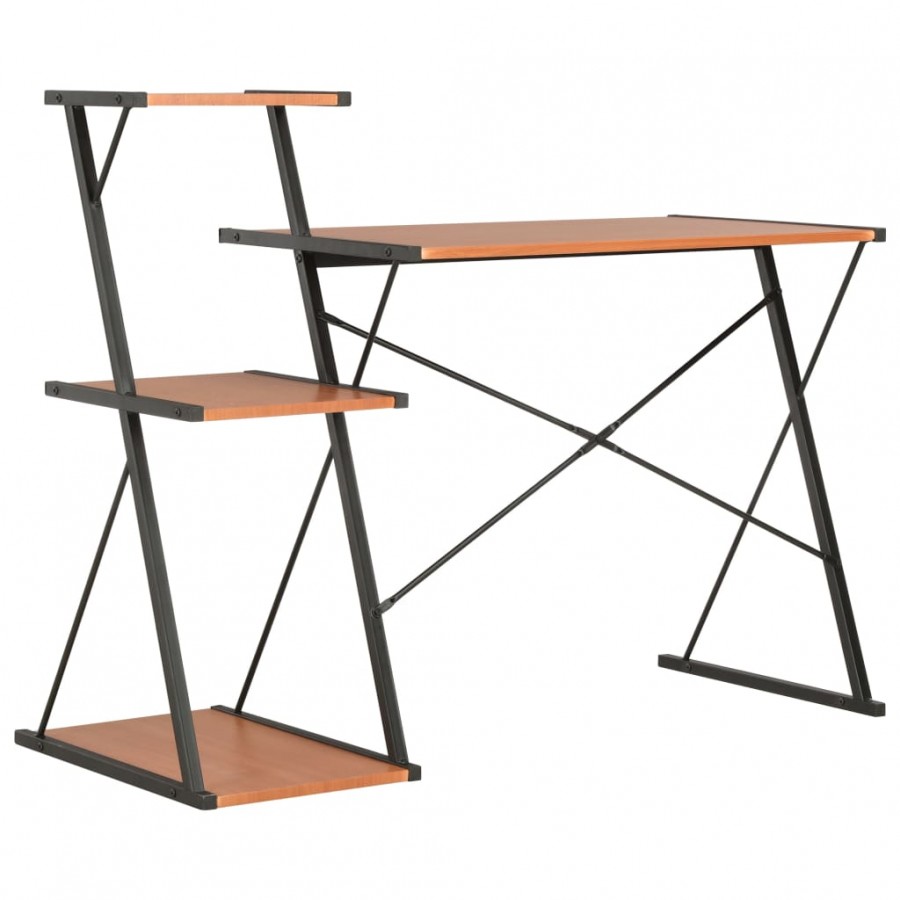 Bureau avec étagère Noir et marron 116x50x93 cm