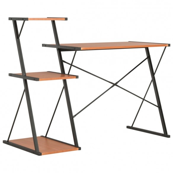 Bureau avec étagère Noir et marron 116x50x93 cm