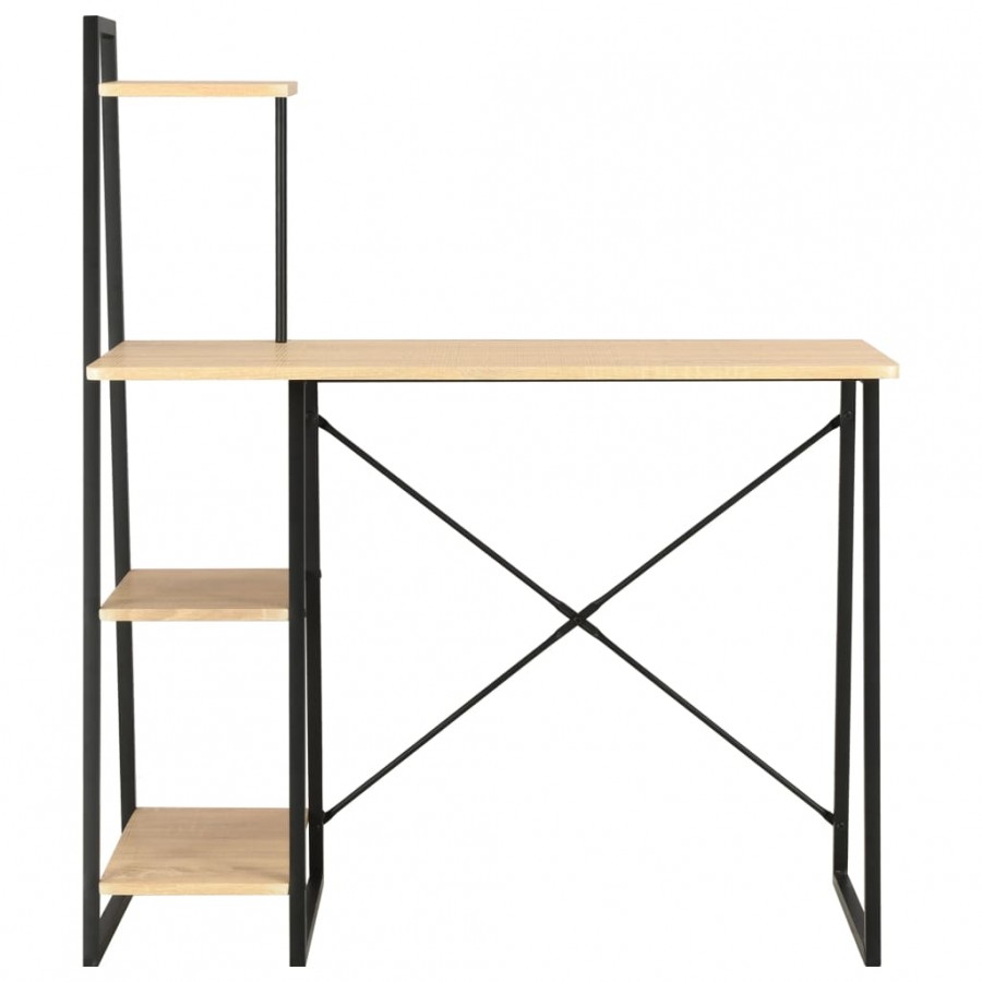 Bureau avec étagère Noir et chêne 102x50x117 cm