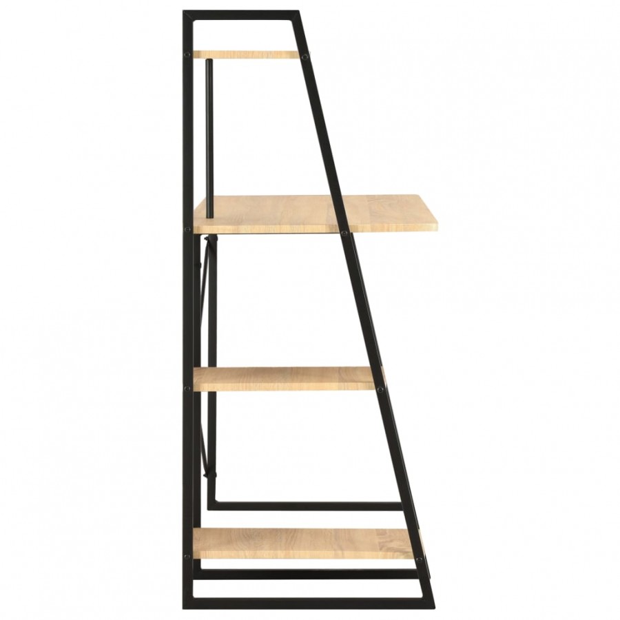 Bureau avec étagère Noir et chêne 102x50x117 cm