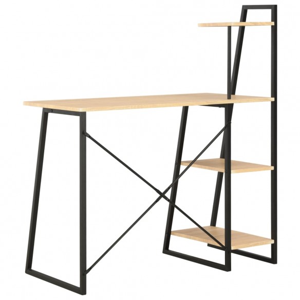 Bureau avec étagère Noir et chêne 102x50x117 cm