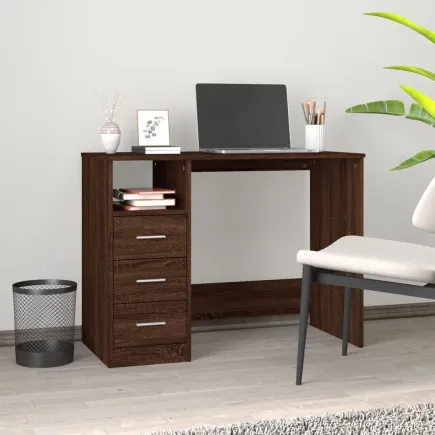 Bureau avec tiroirs Chêne marron 102x50x76 cm 