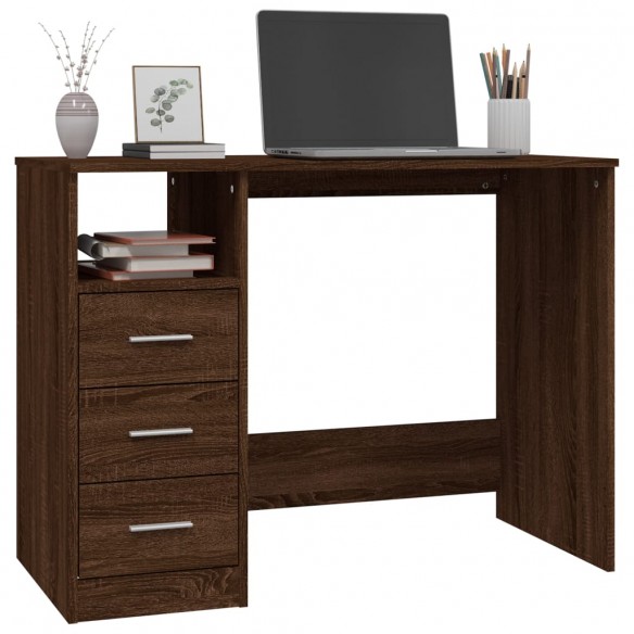 Bureau avec tiroirs Chêne marron 102x50x76 cm 