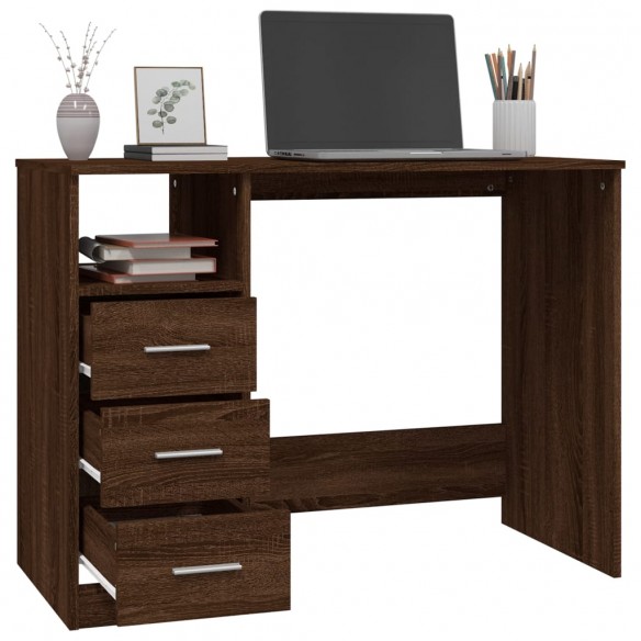 Bureau avec tiroirs Chêne marron 102x50x76 cm 