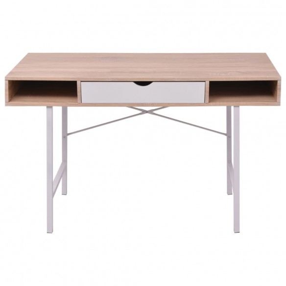 Bureau avec 1 compartiment Chêne et blanc