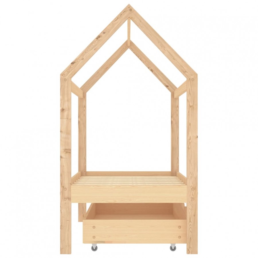 Lit d'enfant avec tiroir Bois de pin massif 70x140 cm