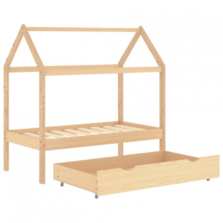 Lit d'enfant avec tiroir Bois de pin massif 70x140 cm