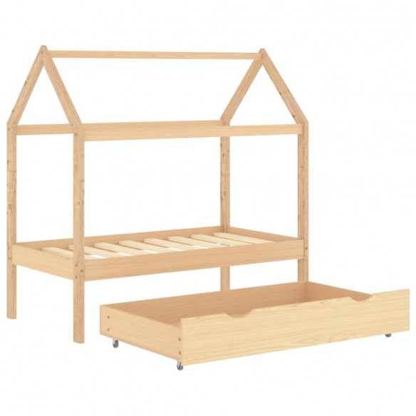 Lit d'enfant avec tiroir Bois de pin massif 70x140 cm