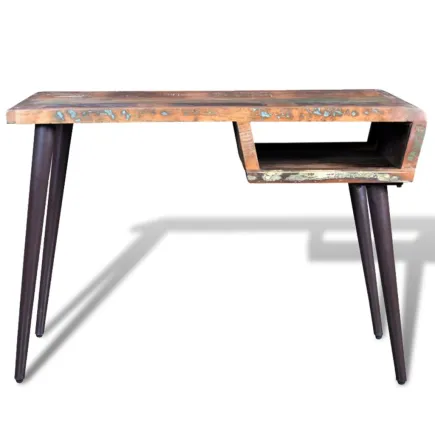 Bureau avec pieds en fer Bois de récupération 2