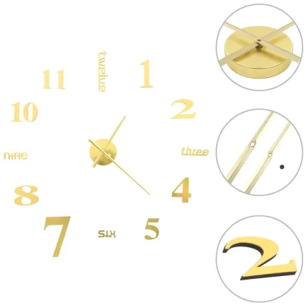 Horloge murale 3D Design moderne 100 cm XXL Doré 2