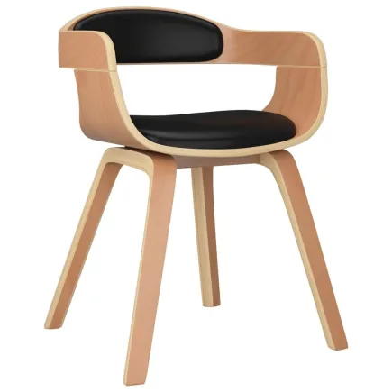 Chaise à manger Noir Bois courbé et similicuir 2