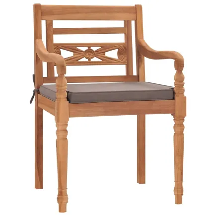 Chaises Batavia 2 pcs avec coussins gris foncé Bois de teck 2