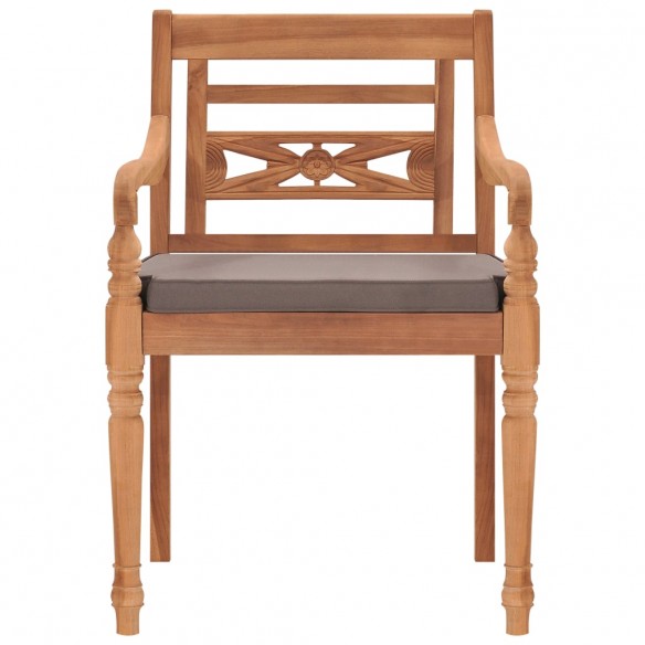 Chaises Batavia 2 pcs avec coussins gris foncé Bois de teck