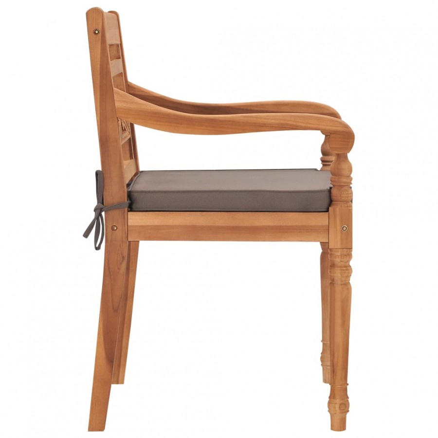Chaises Batavia 2 pcs avec coussins gris foncé Bois de teck