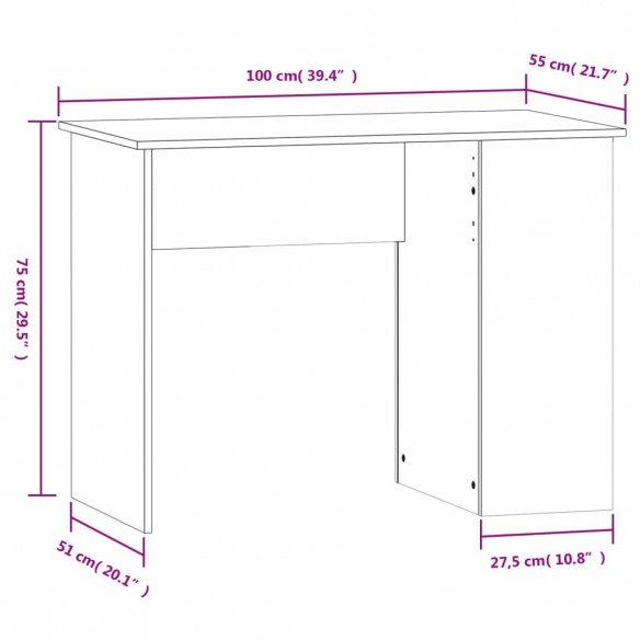Bureau Blanc brillant 100x55x75 cm 