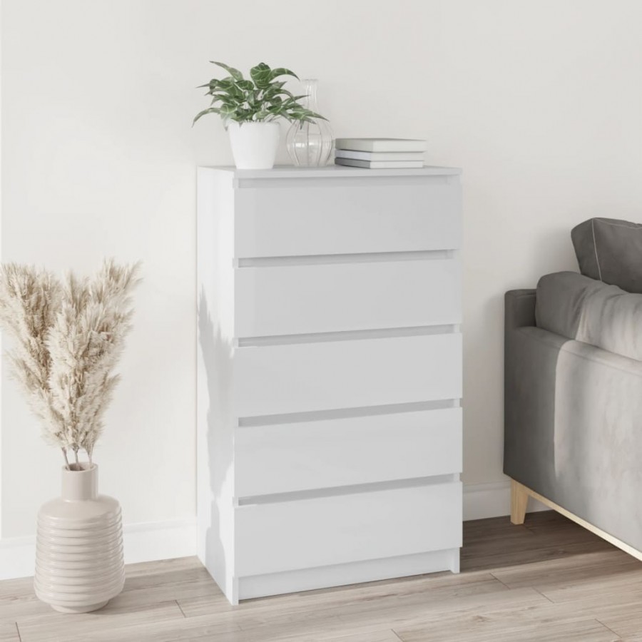 Commode Blanc brillant 60x36x103 cm 