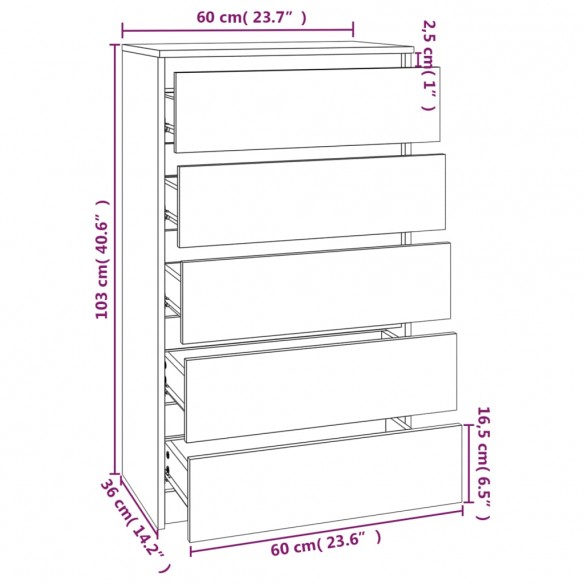 Commode Blanc brillant 60x36x103 cm 