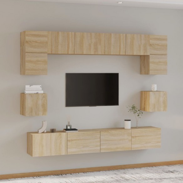 Ensemble de meubles TV 8 pcs Chêne sonoma 